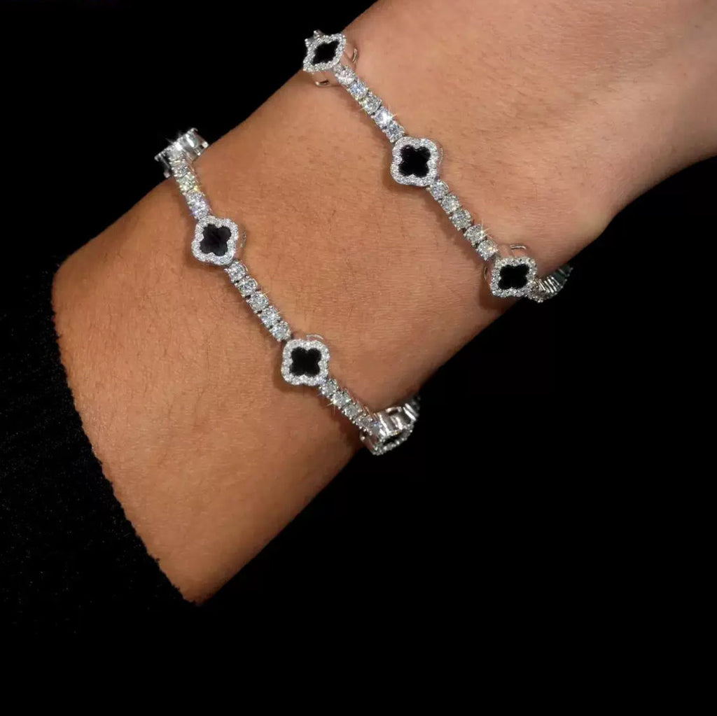 【Ice87】Clover Tennis Bracelet【Moissanite】