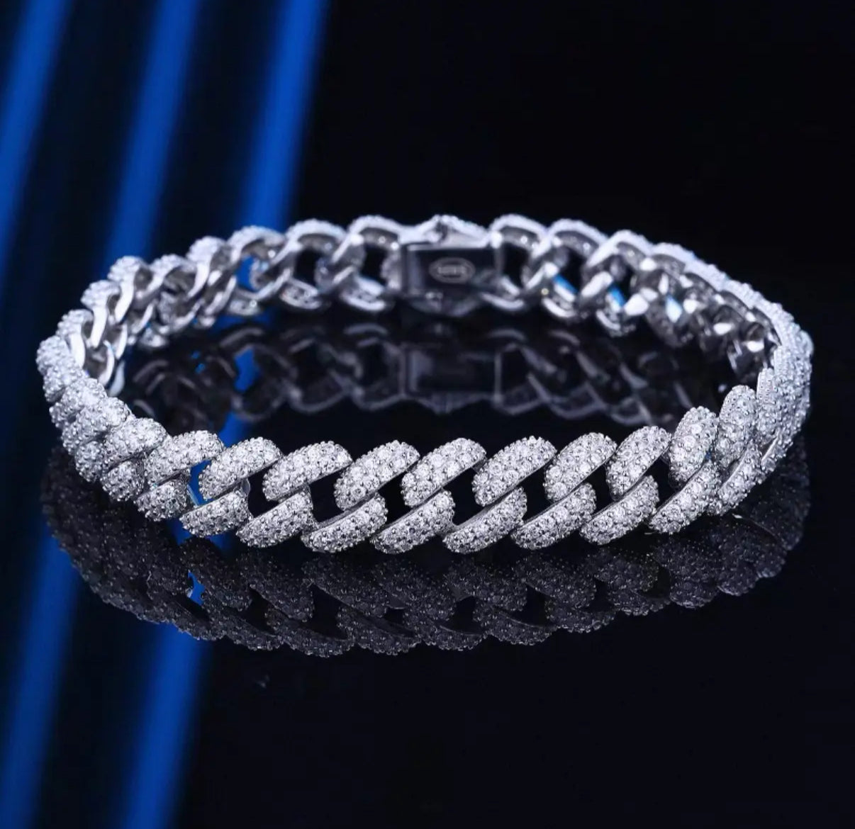 【Ice117】Iced Out Prong Chain Bracelet(9mm)