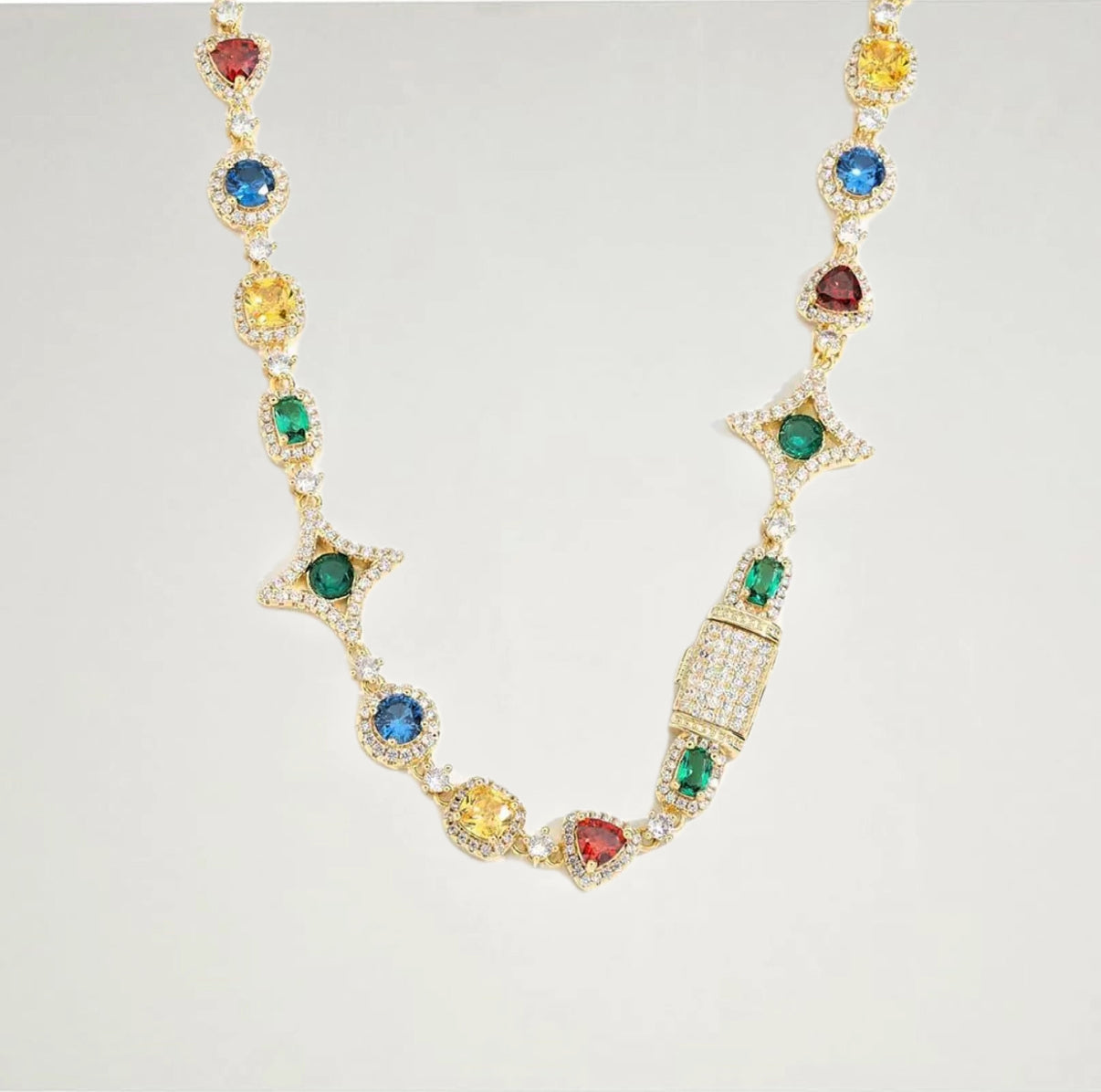 【Ice93】Colored Gemstone Necklace