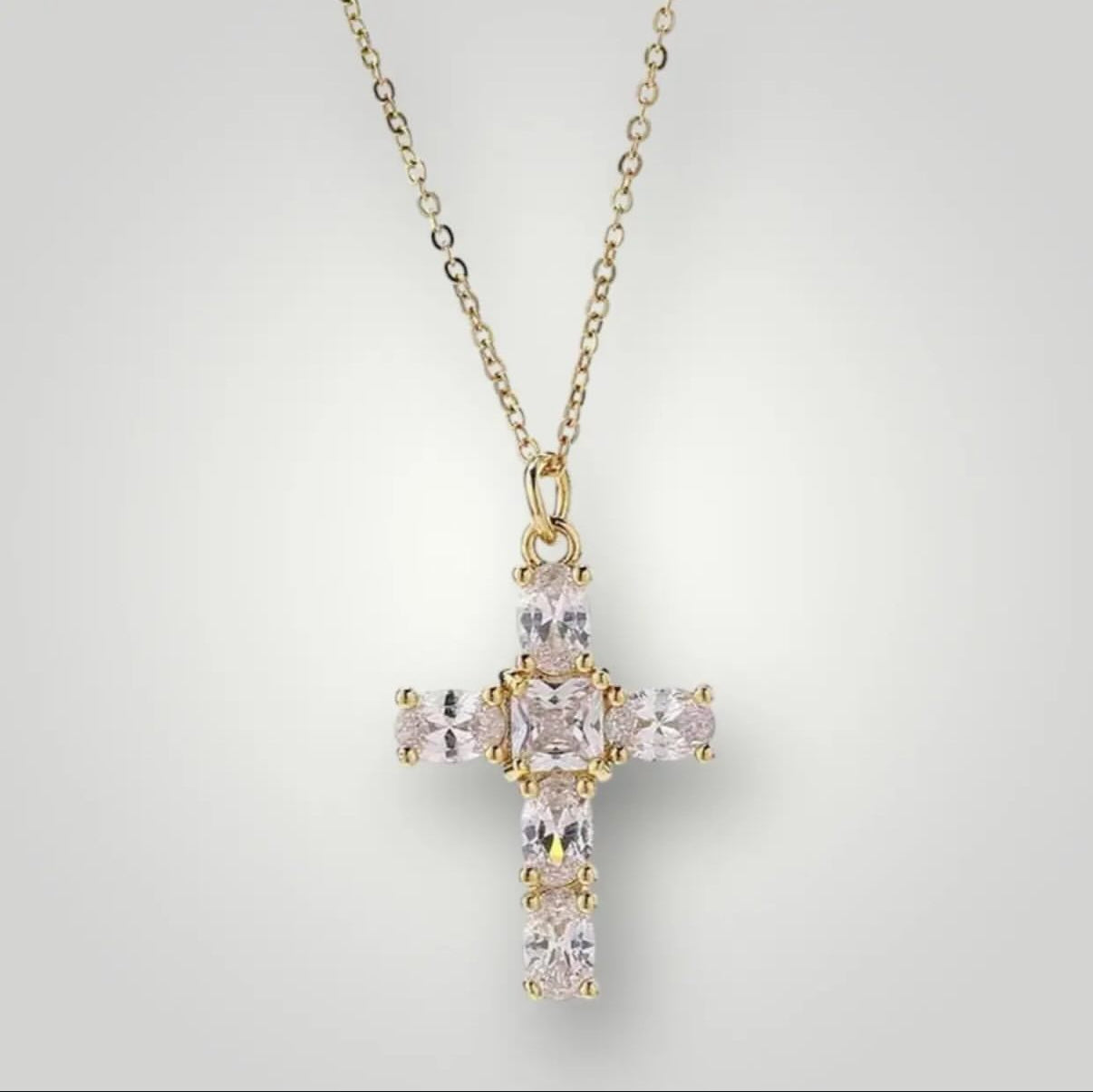 【Ice49】Iced Out American Cross Necklace