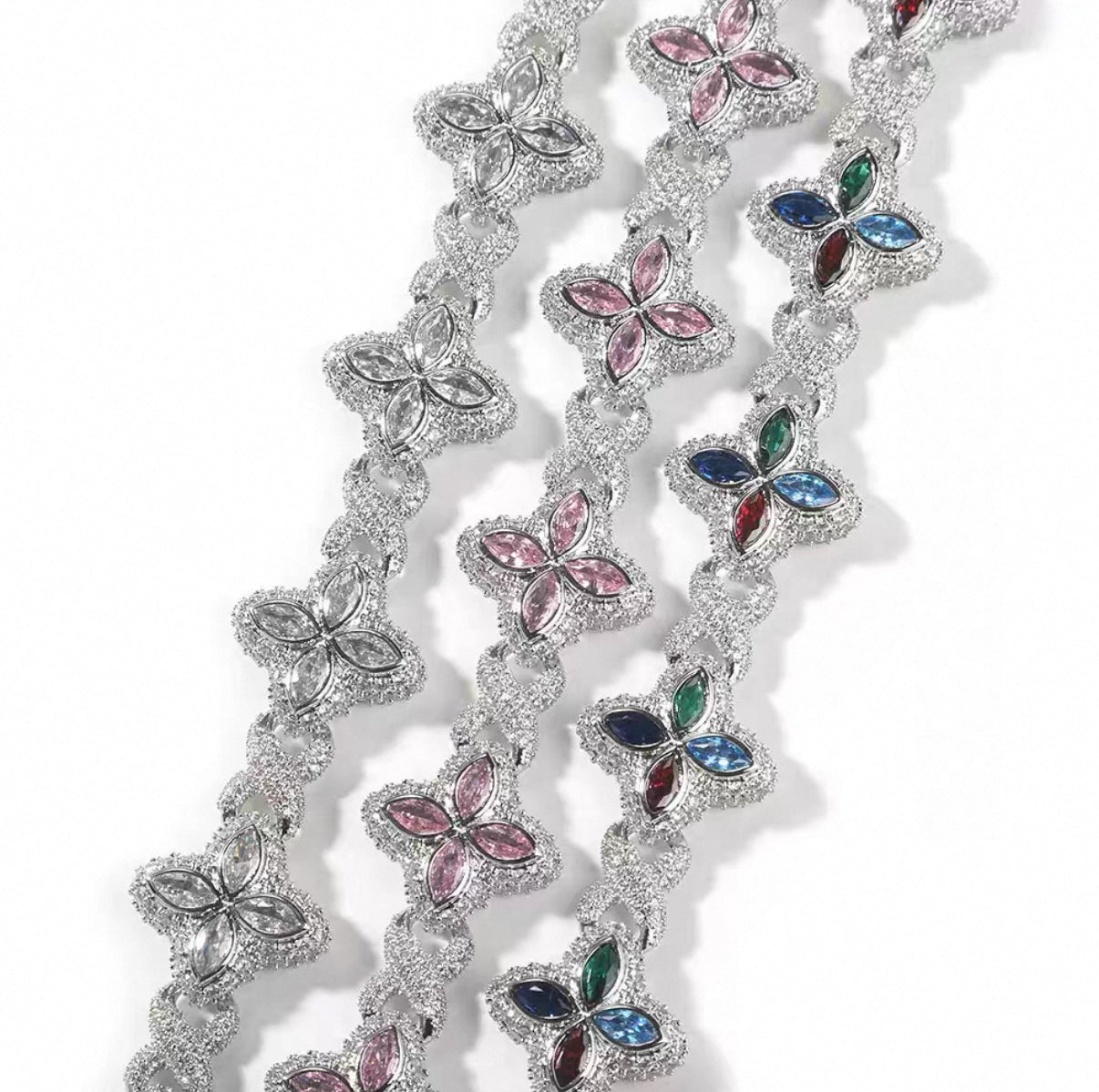 【Ice137】Velour Flower Link Bracelet