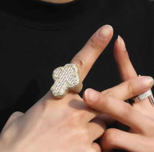 【Ice34】Cross Baguette Ring