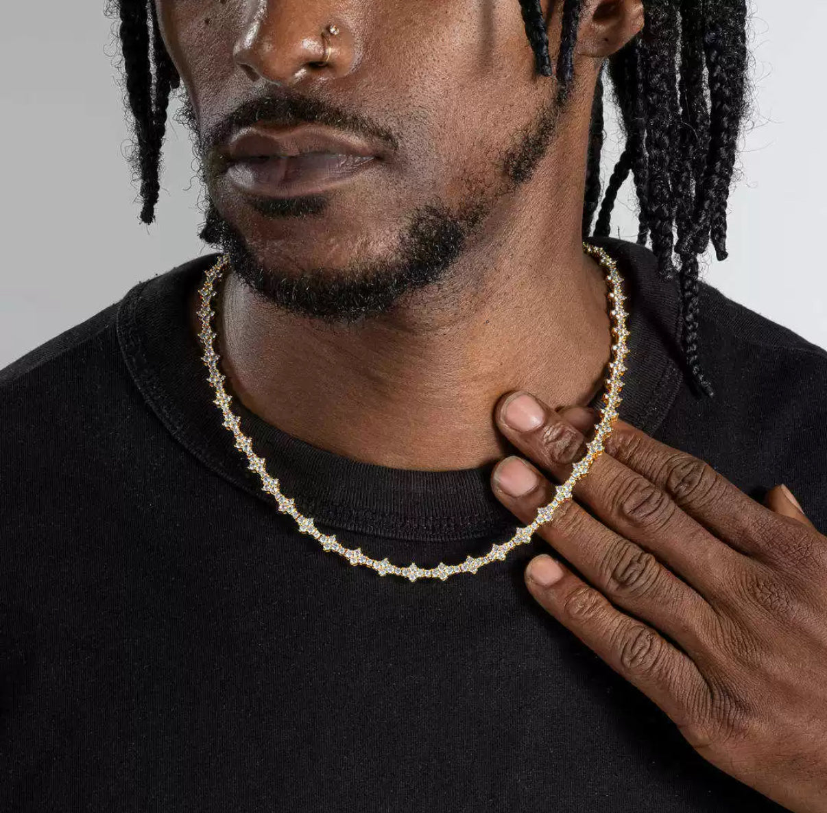 【Ice104】Triple Cut Tennis Chain Necklace【Moissanite】