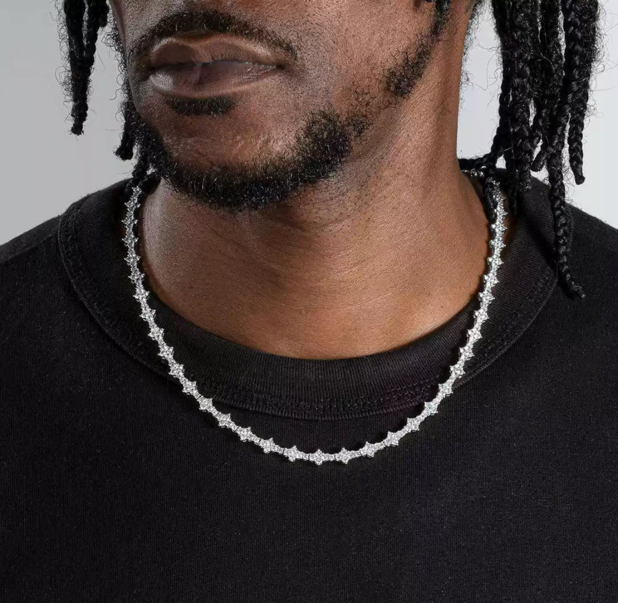 【Ice104】Triple Cut Tennis Chain Necklace【Moissanite】