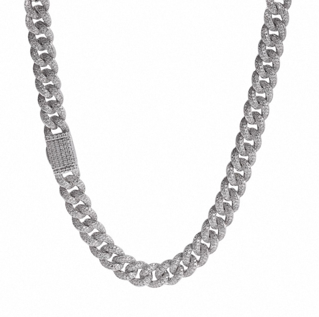 【Ice103】Iced Out Prong Chain Necklace【Moissanite/8mm】