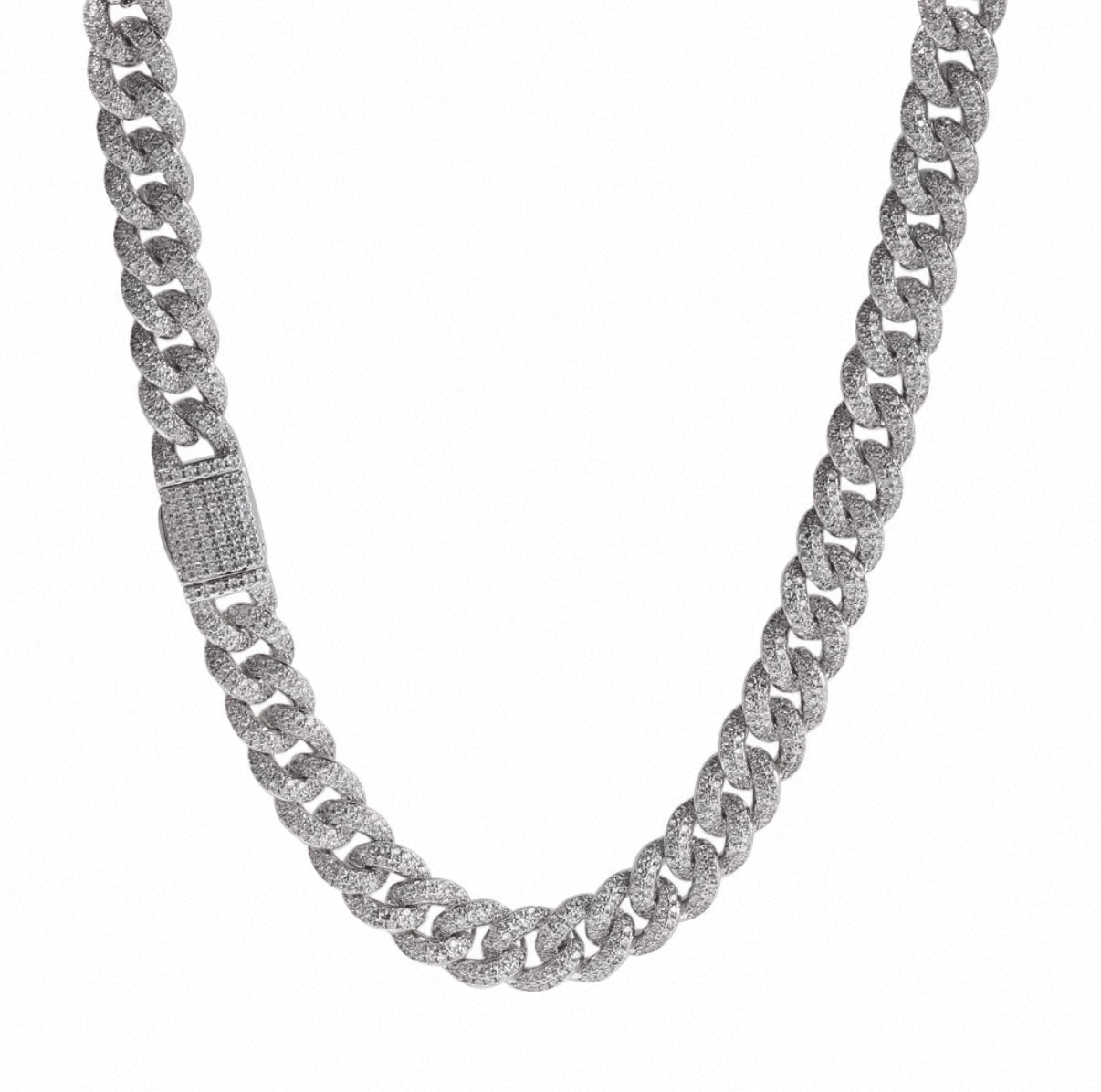 【Ice103】Iced Out Prong Chain Necklace【Moissanite/8mm】
