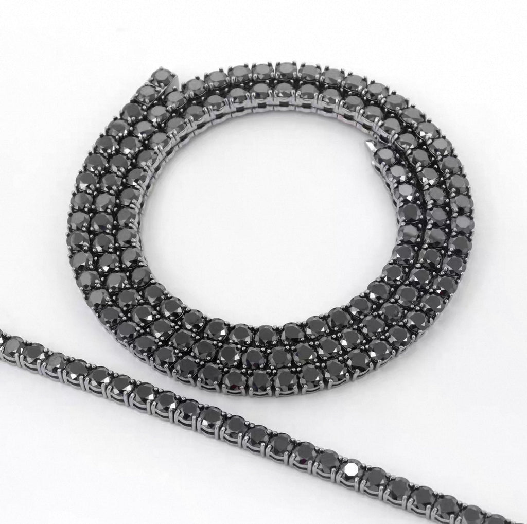 【Ice130】Black Moissanite Tennis Chain Necklace