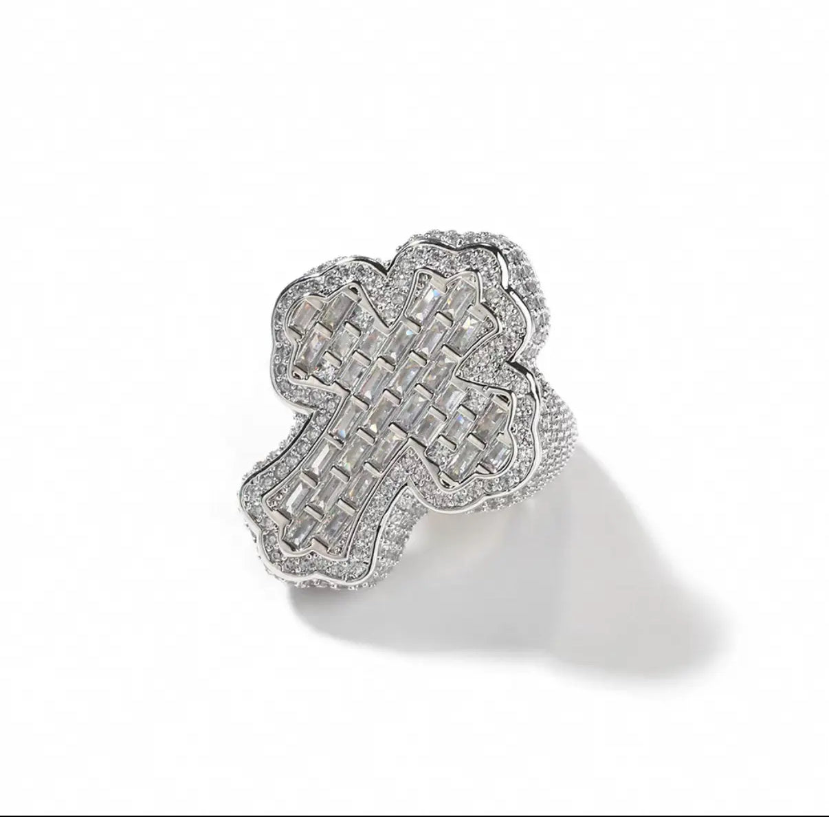 【Ice34】Cross Baguette Ring