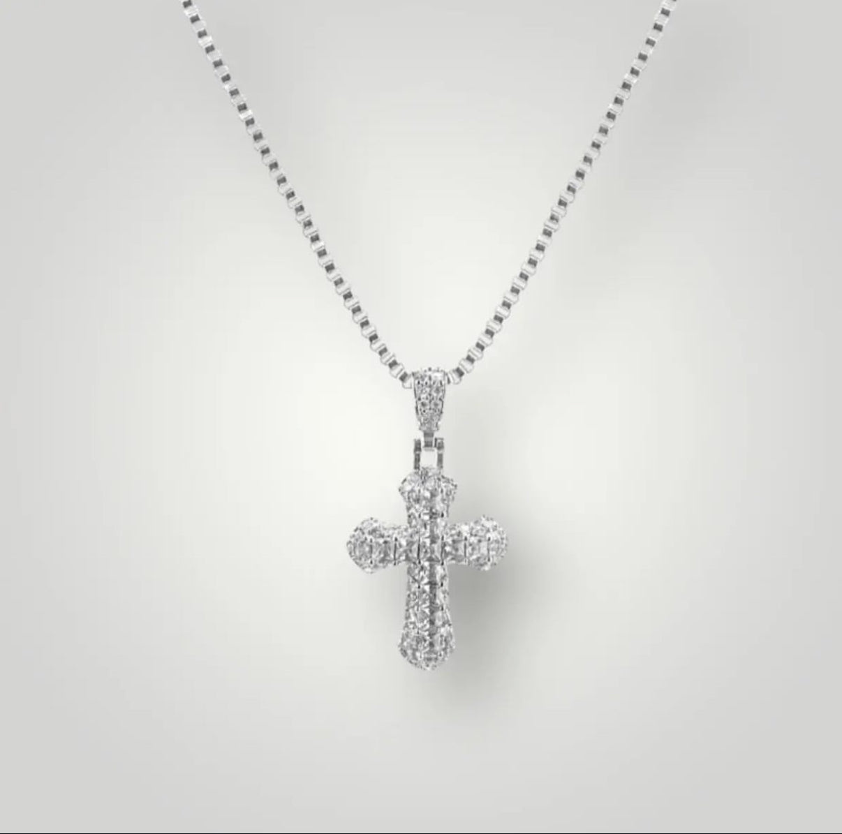【Ice50】Iced Out White Gold Cross Necklace