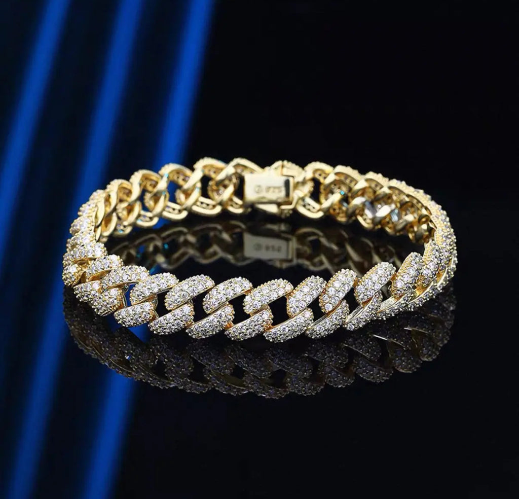 【Ice117】Iced Out Prong Chain Bracelet(9mm)