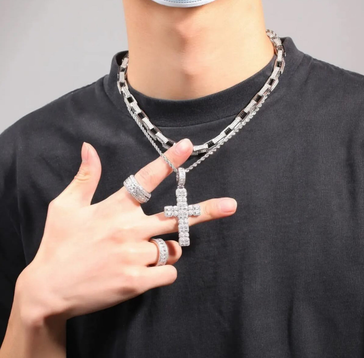 【Ice11】Iced Out Zirconia Cross Pendant