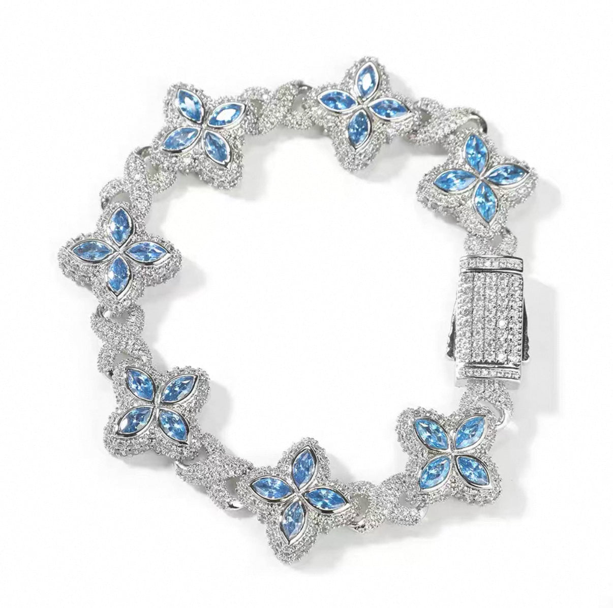 【Ice137】Velour Flower Link Bracelet