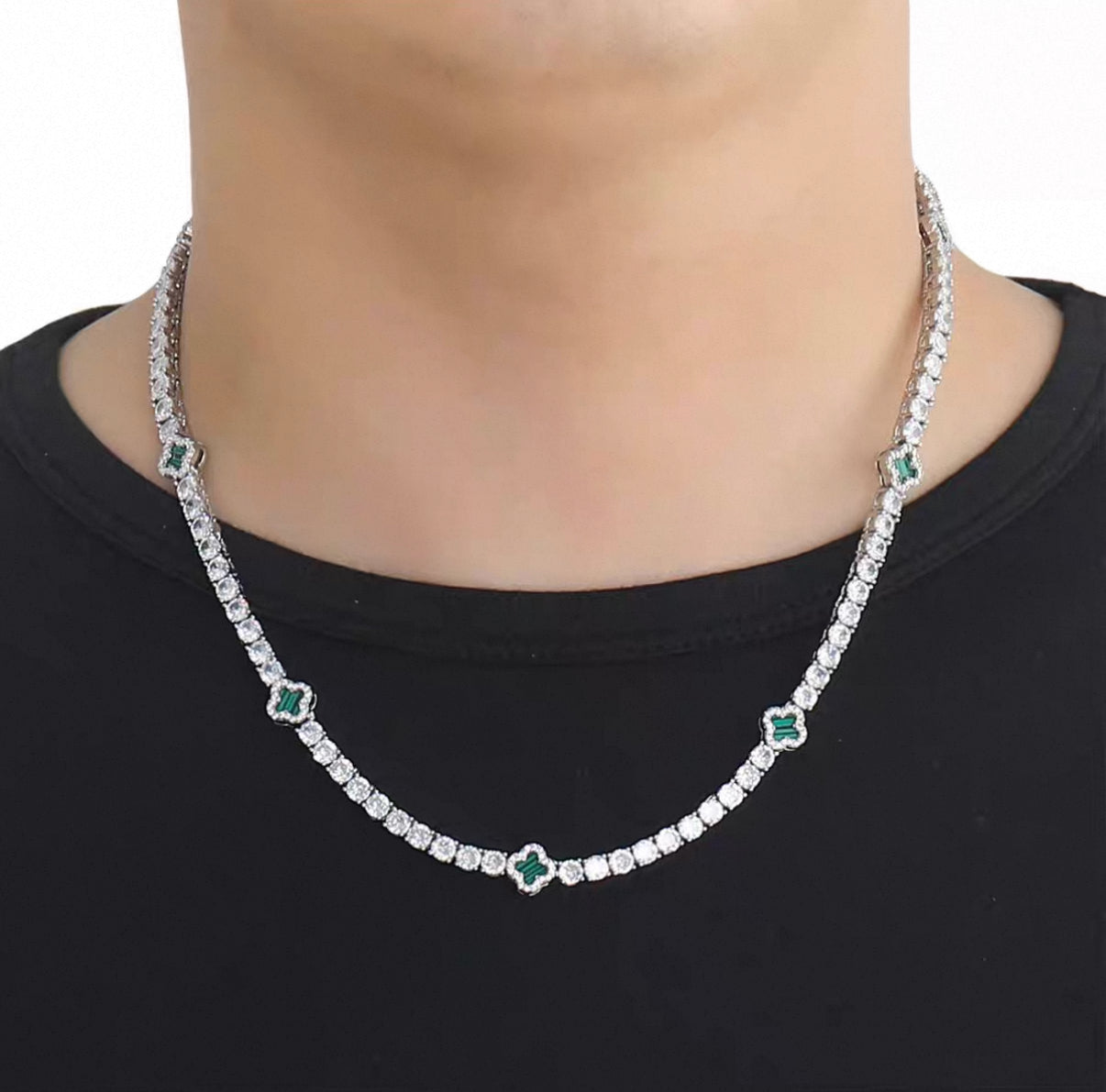 【Ice106】Clover Tennis Chain Necklace