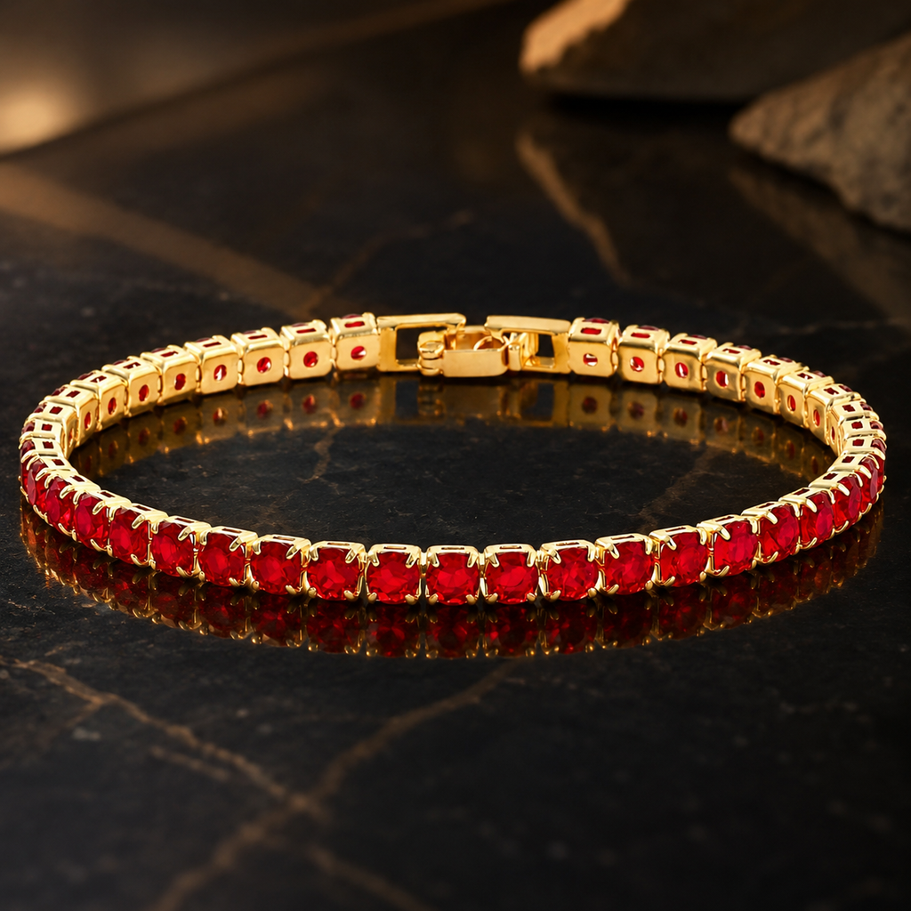 【Ice220】Red Tennis Chain Bracelet