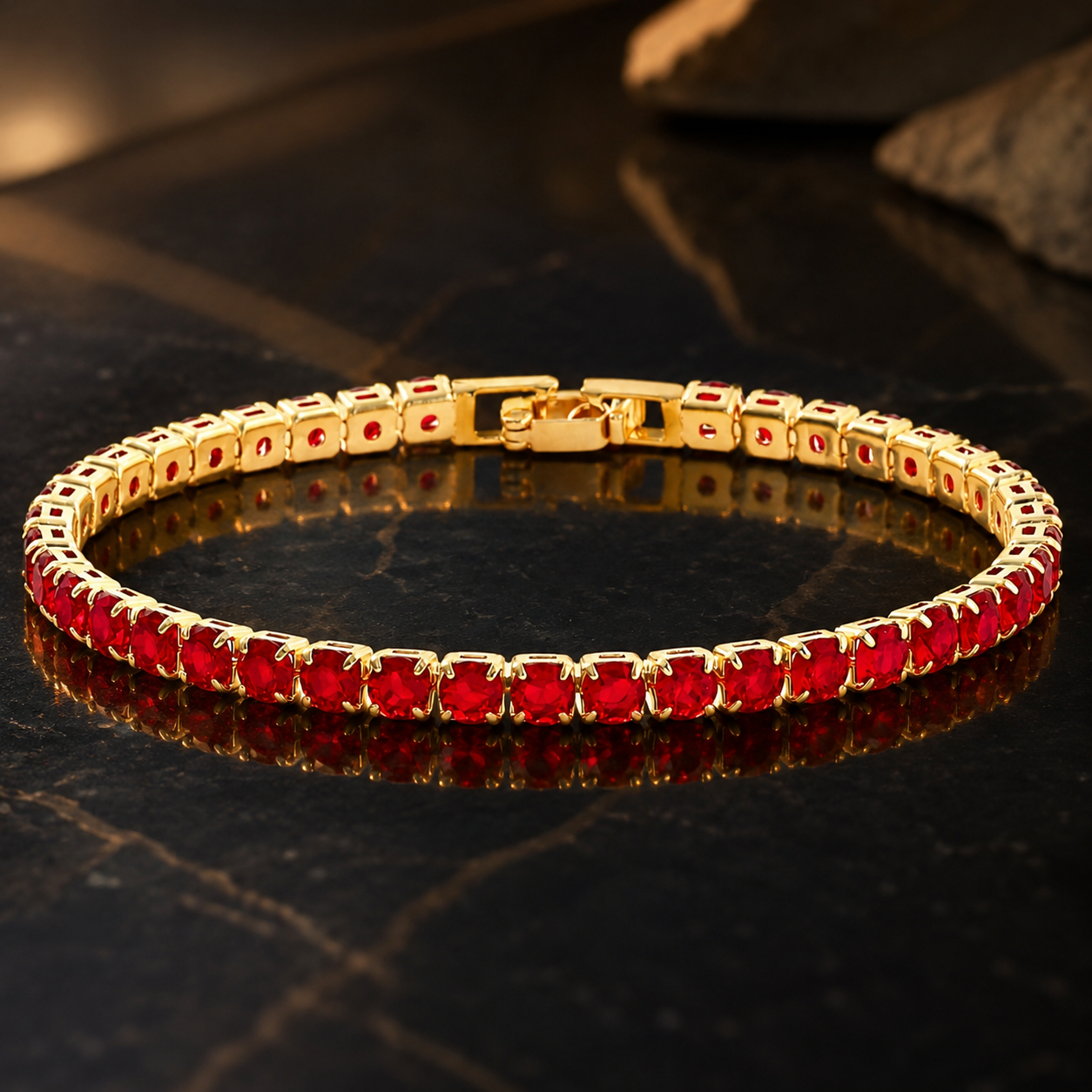【Ice220】Red Tennis Chain Bracelet