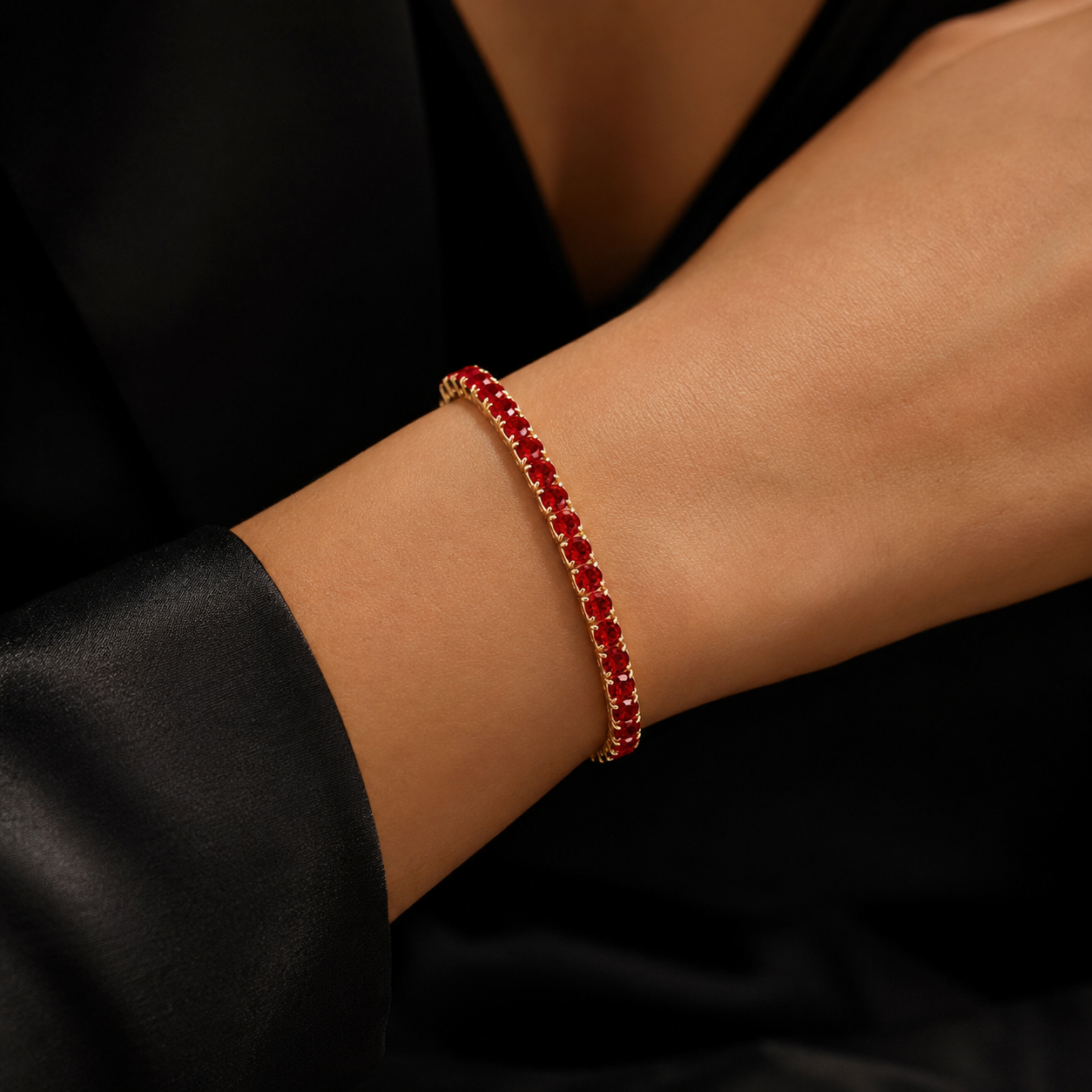 【Ice220】Red Tennis Chain Bracelet
