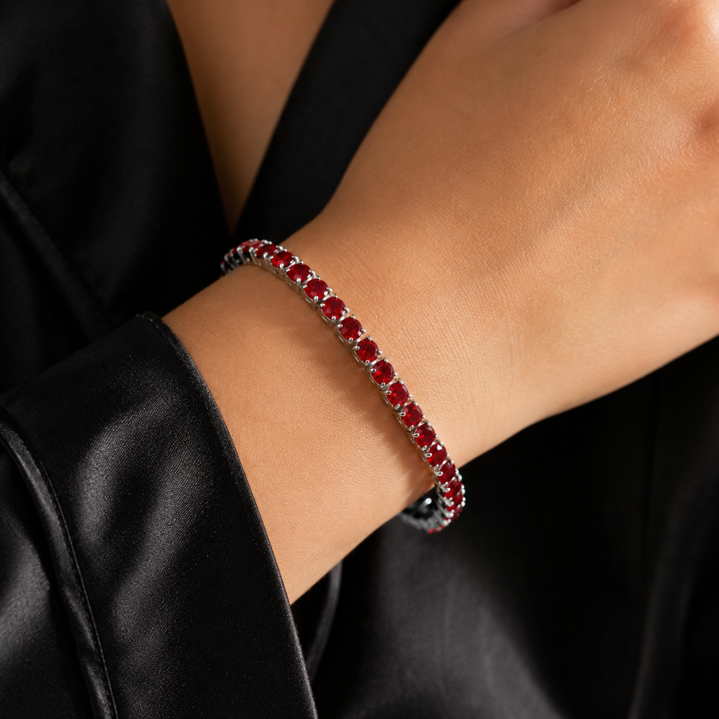 【Ice220】Red Tennis Chain Bracelet
