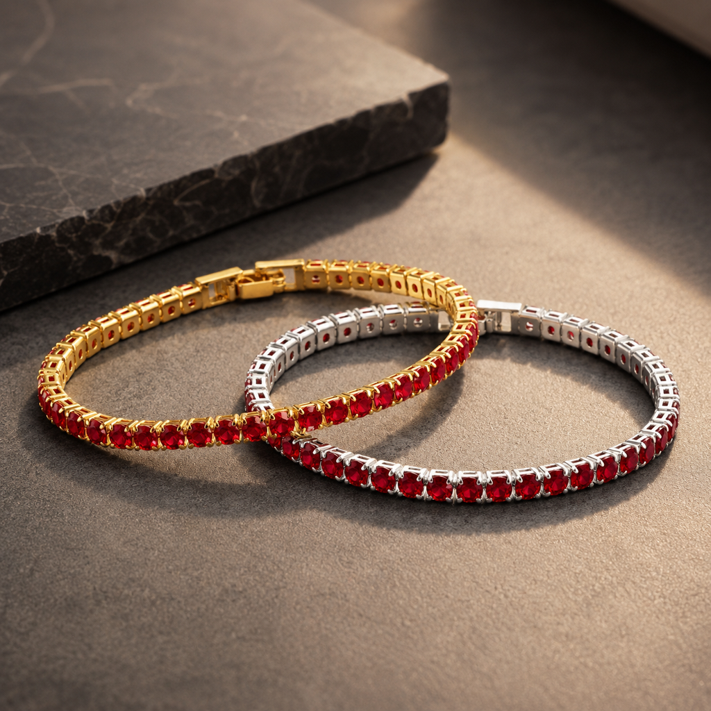 【Ice220】Red Tennis Chain Bracelet