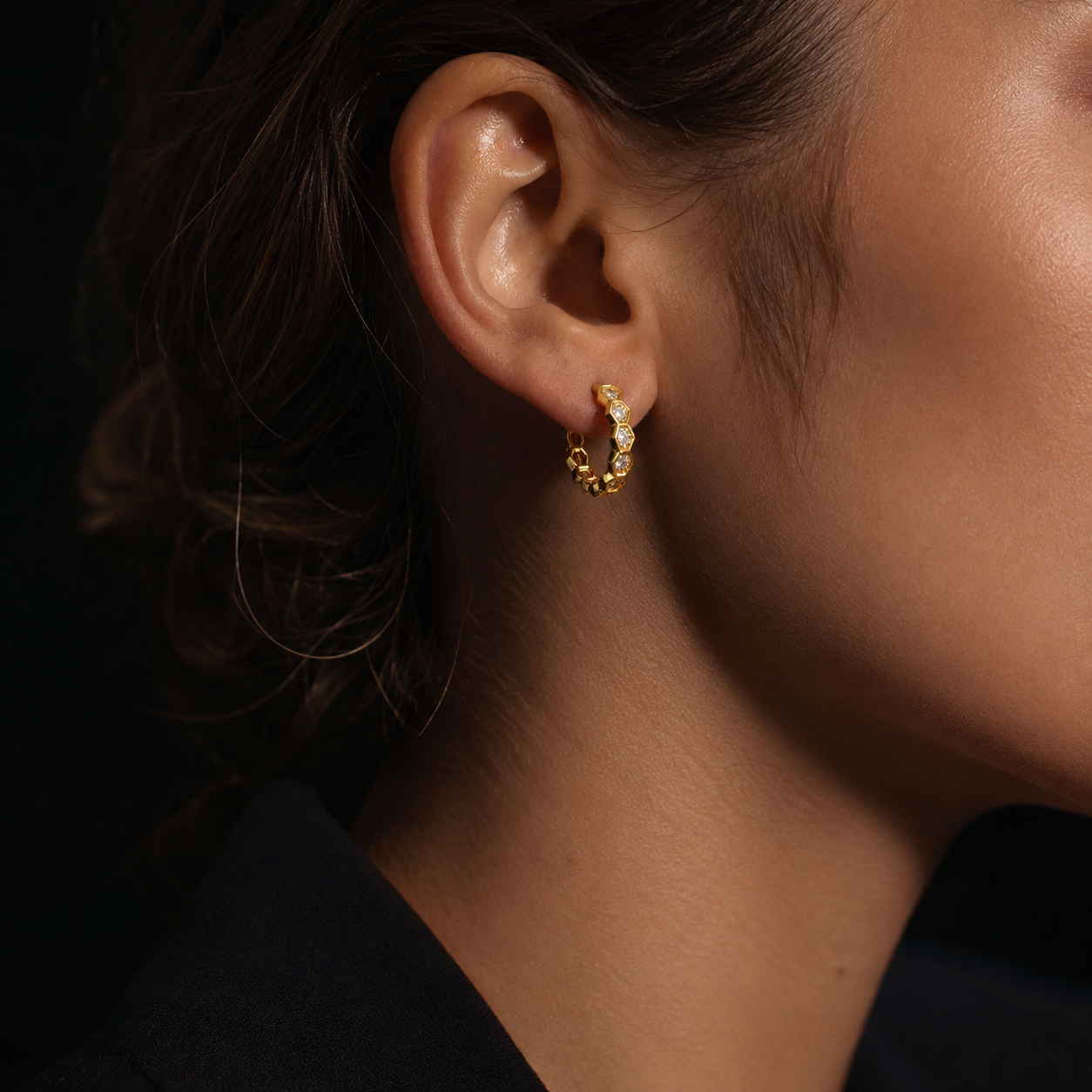 【Ice232】Honeycomb Hoop Pierce