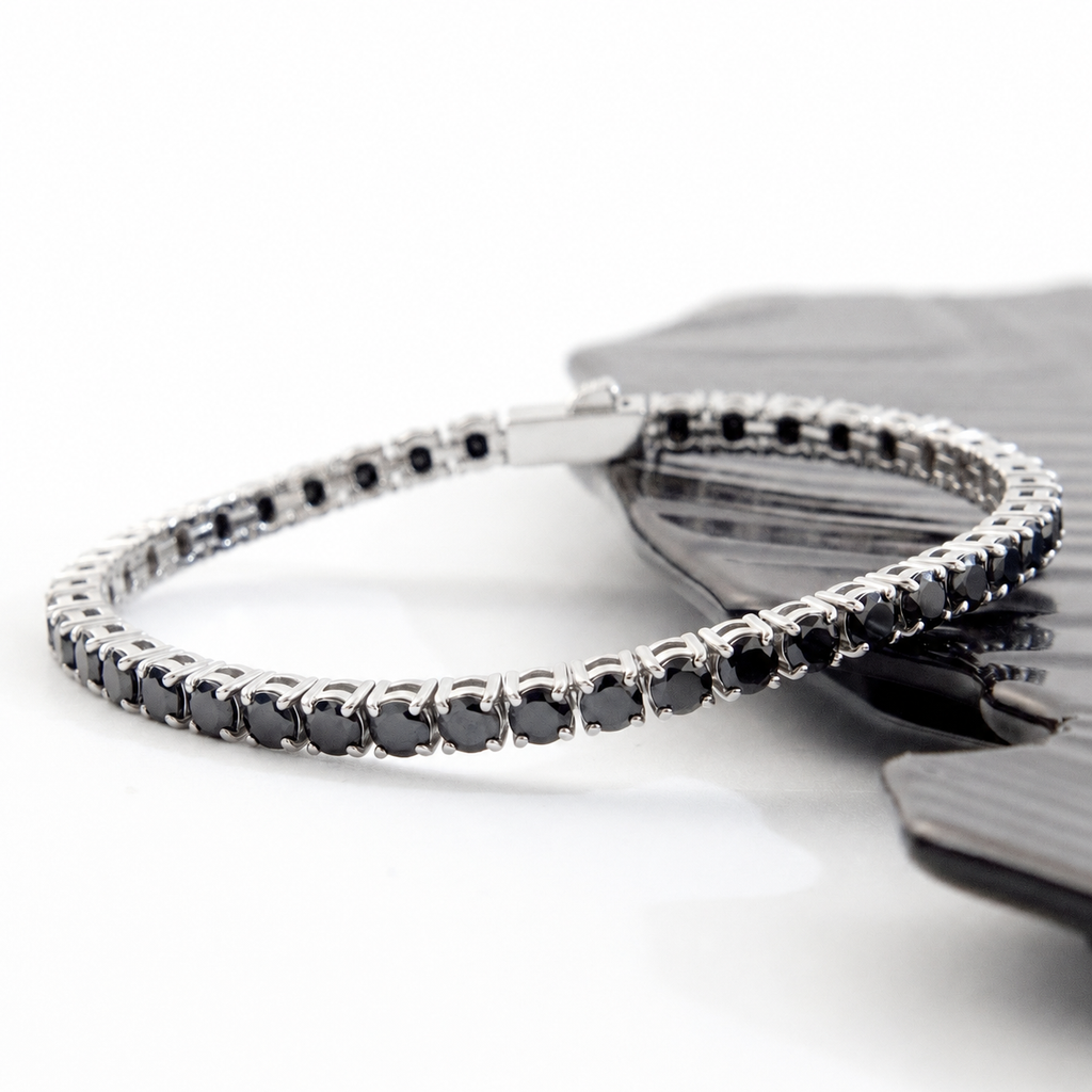 【Ice129】Black Moissanite Tennis Chain Bracelet