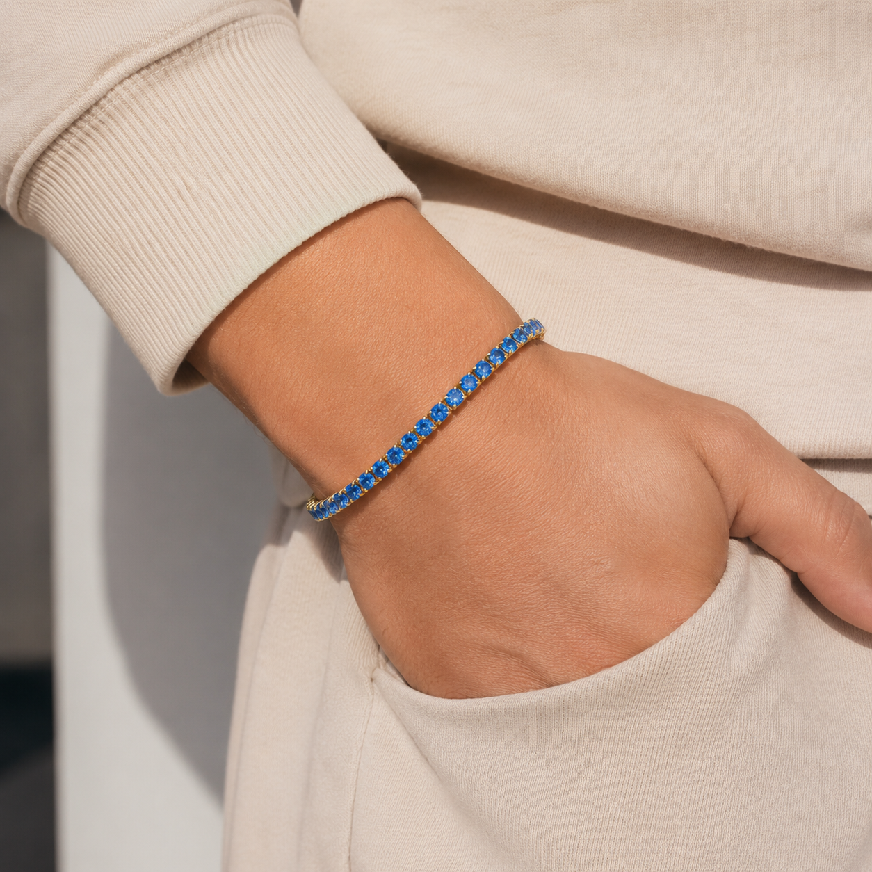 【Ice221】Blue Tennis Chain Bracelet