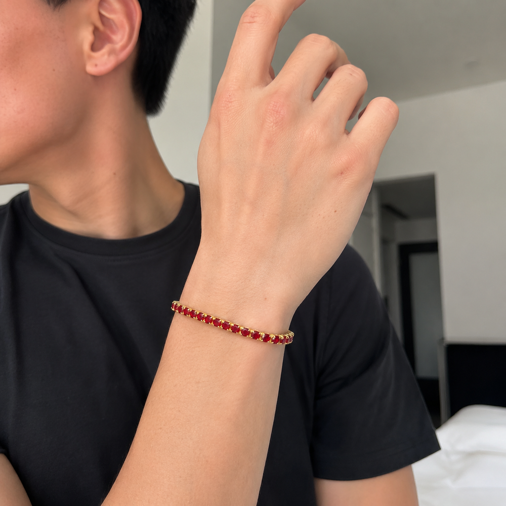 【Ice220】Red Tennis Chain Bracelet