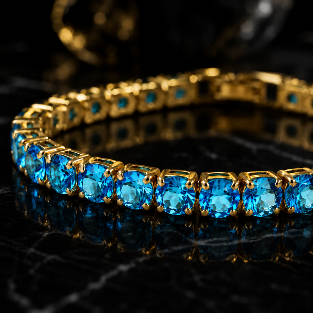 【Ice221】Blue Tennis Chain Bracelet