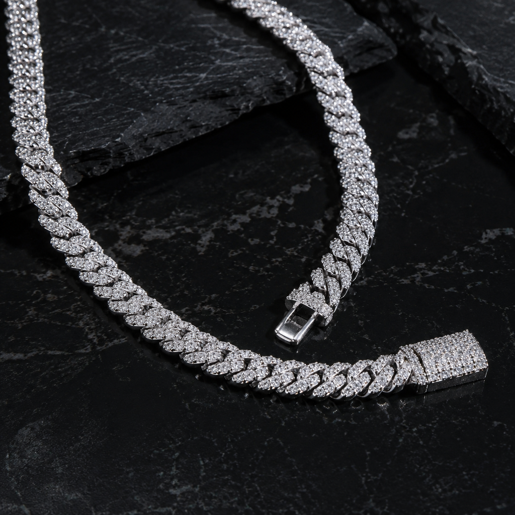 【Ice98】Iced Out Prong Chain Necklace