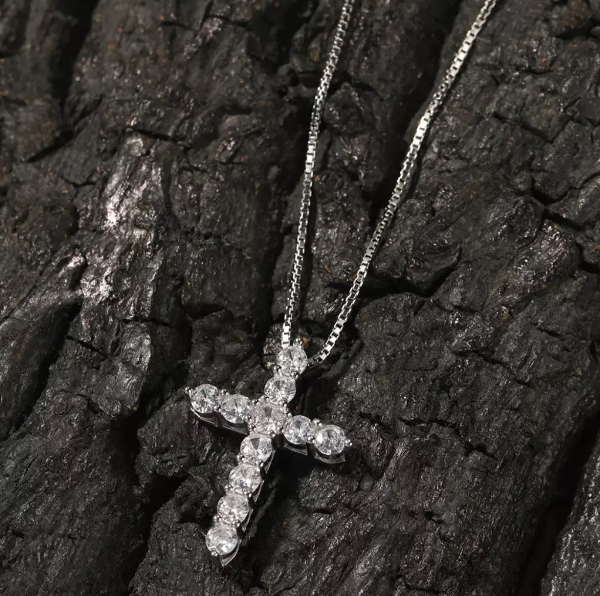 【Ice73】Cross Necklace【Moissanite】