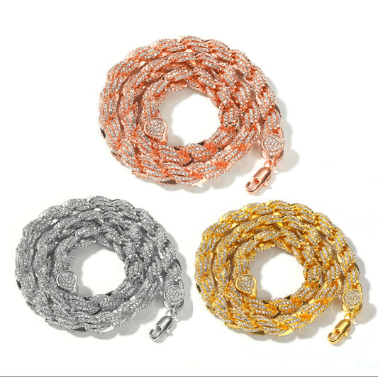 【Ice147】Iced Twist Rope Chain Necklace