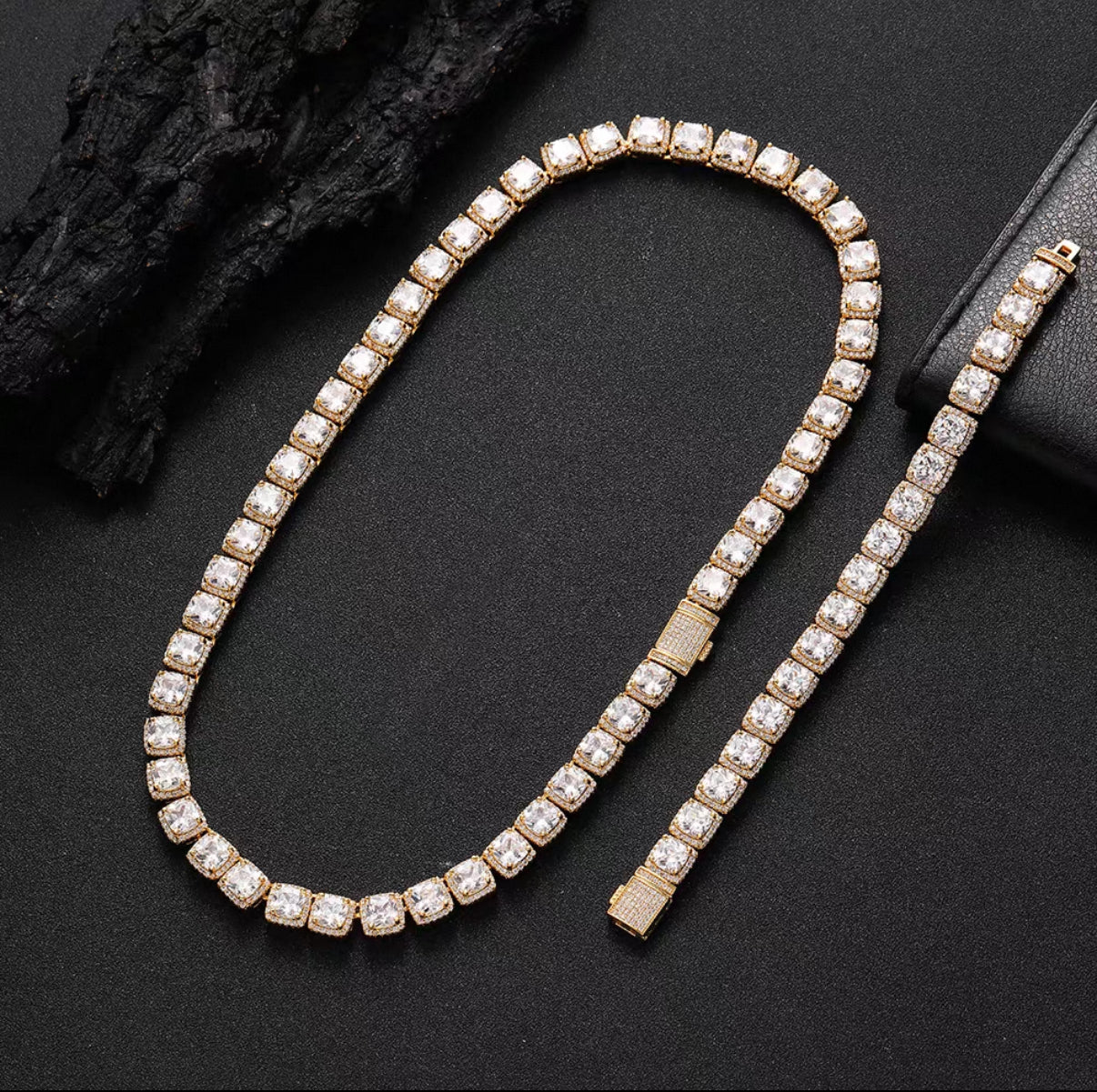 【Ice65】Cube Tennis Chain Necklace