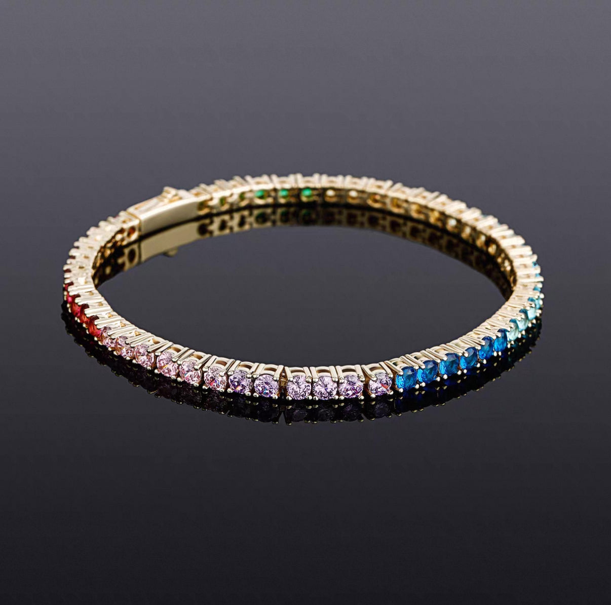 【Ice60】Rainbow Tennis Chain Bracelet(3mm)