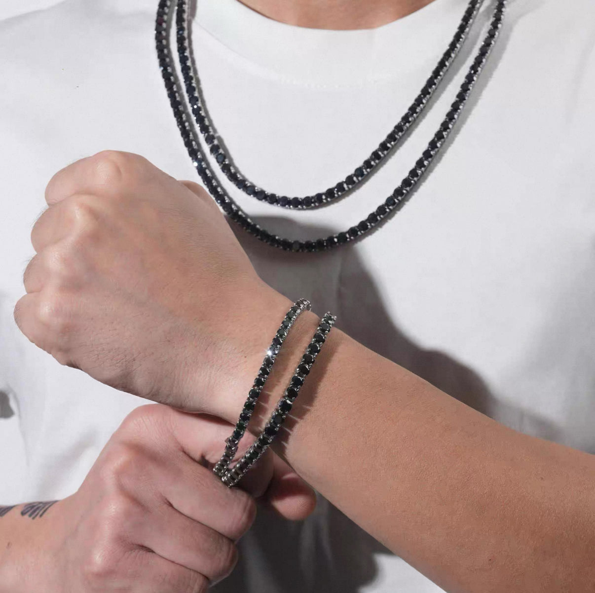 【Ice129】Black Moissanite Tennis Chain Bracelet