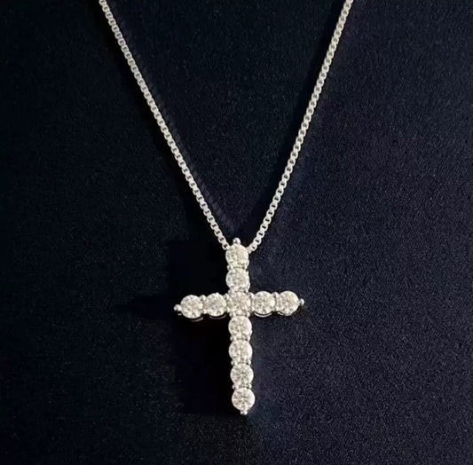 【Ice73】Cross Necklace【Moissanite】