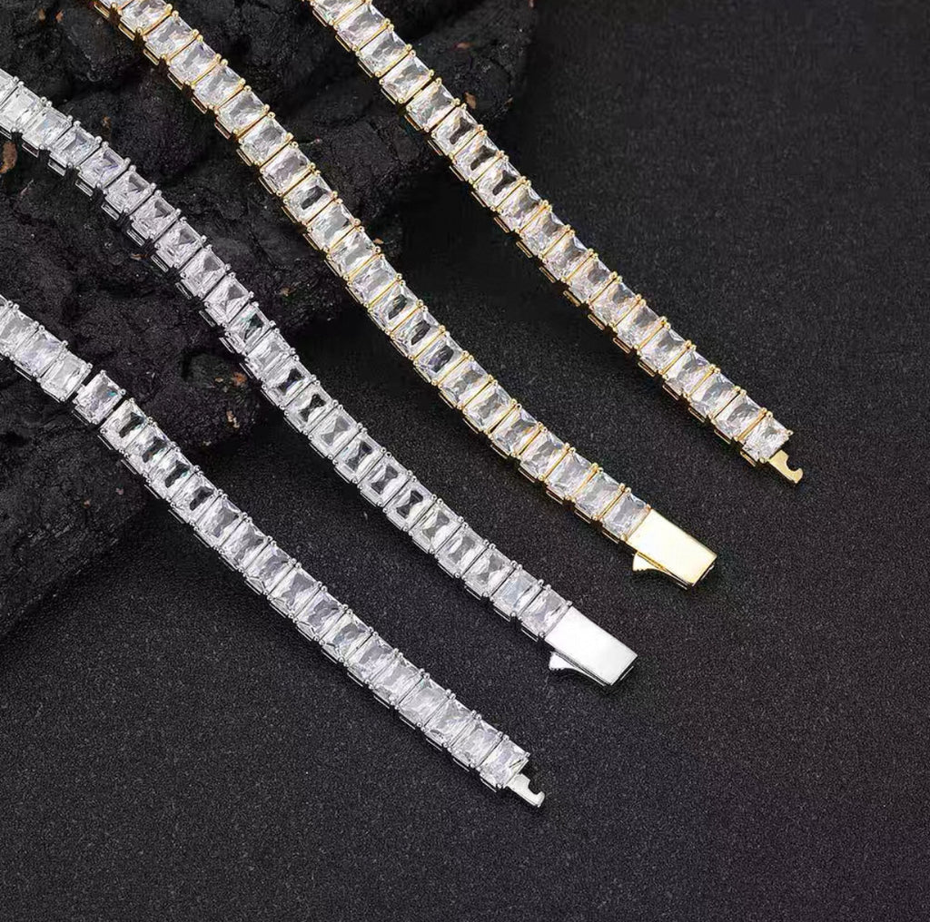 【Ice57】Baguette Tennis Chain Necklace