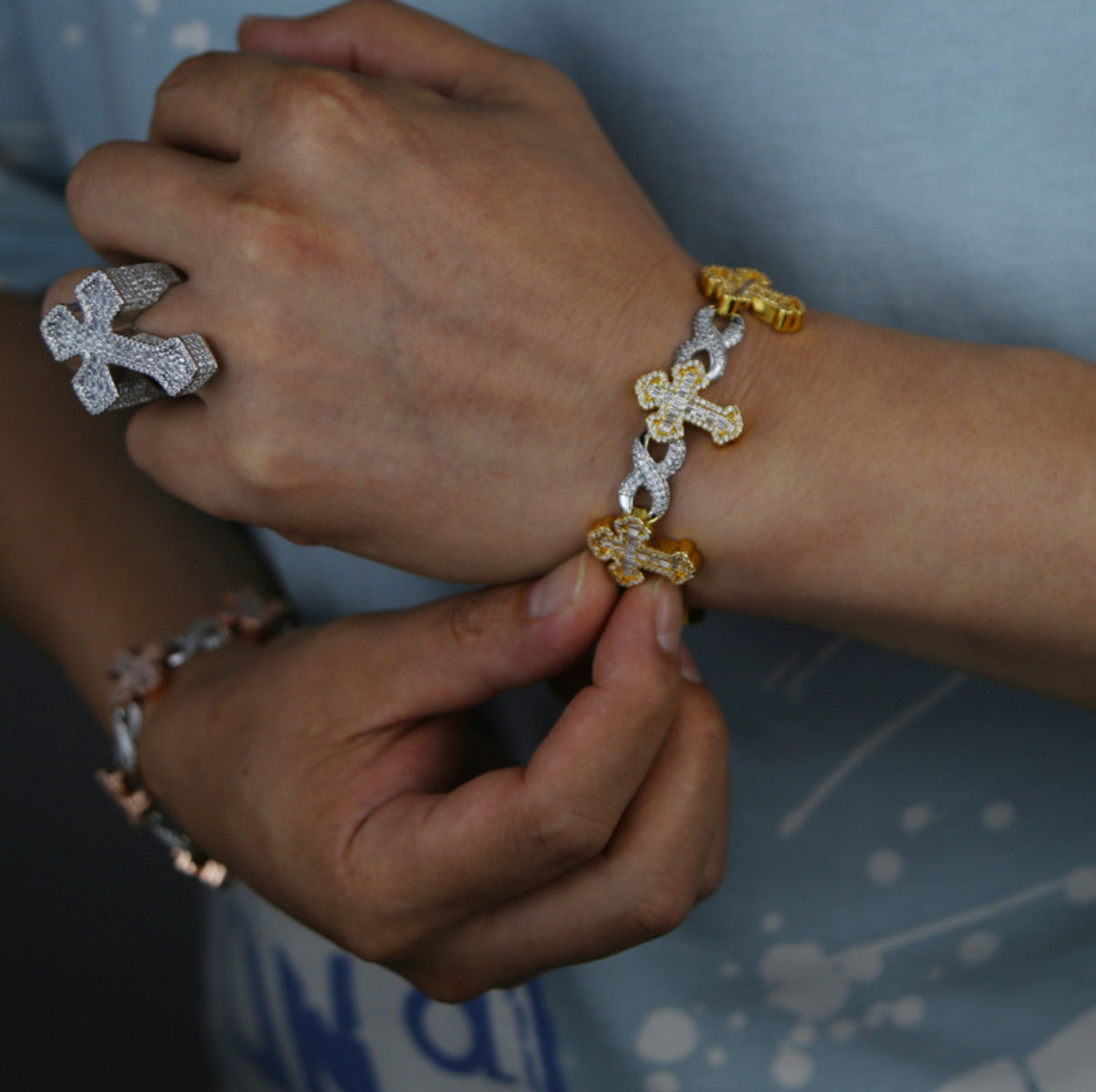 【Ice145】Eternal Cross Cuban Bracelet