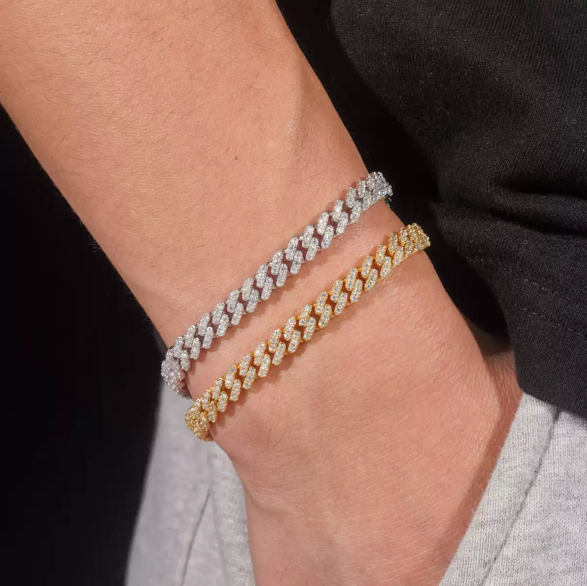 【Ice128】Moissanite Iced Out Prong Chain Bracelet(6mm)