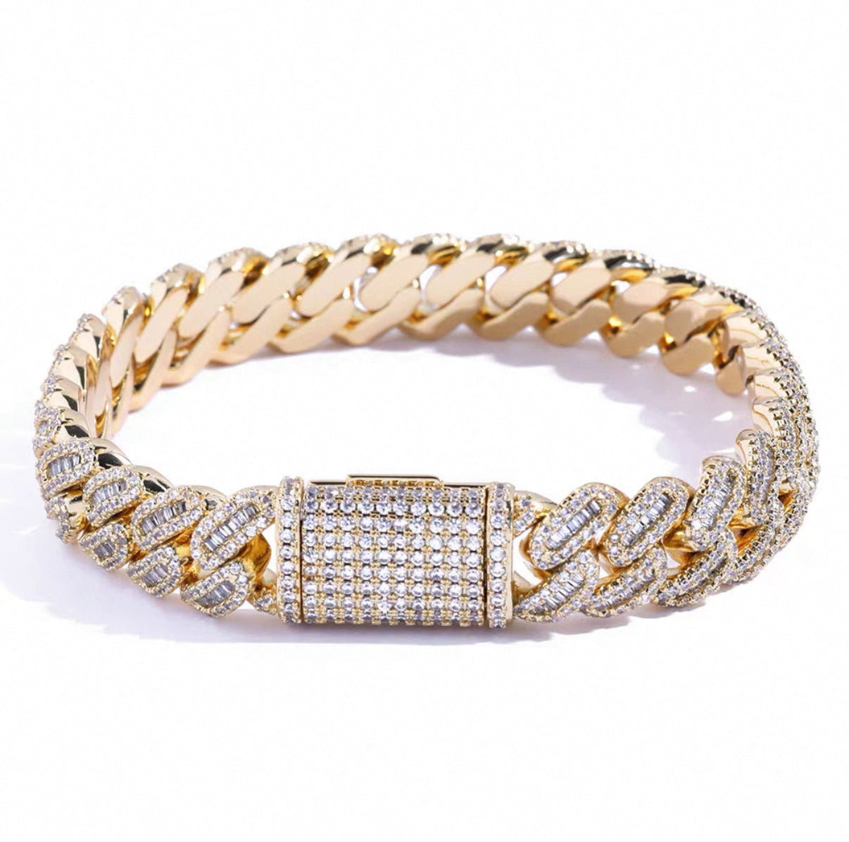 【Ice02】Iced Out Miami Cuban Chain Bracelet(12mm)