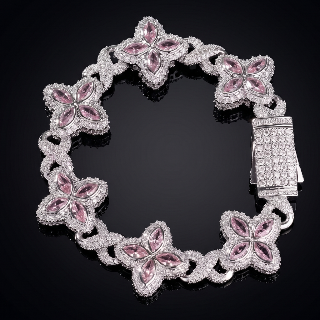 【Ice137】Velour Flower Link Bracelet