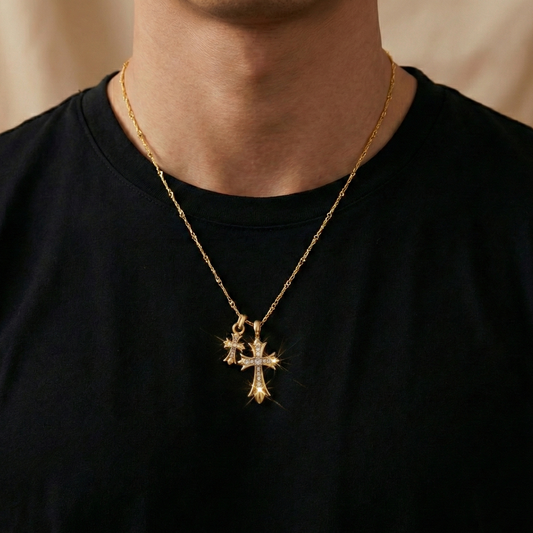 【Ice09】Iced Out Cross Necklace