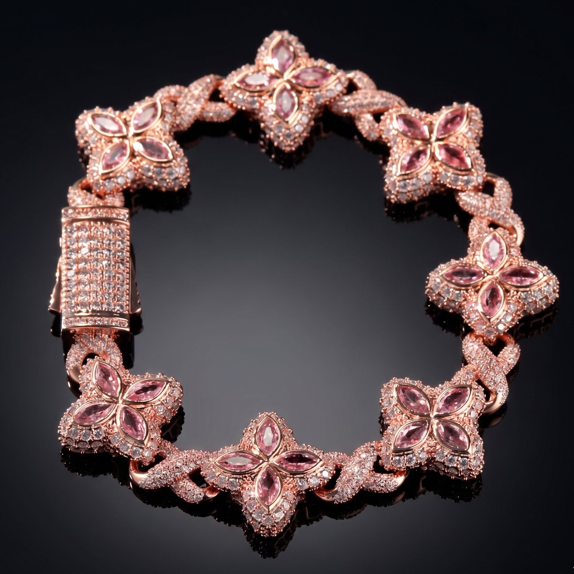 【Ice137】Velour Flower Link Bracelet