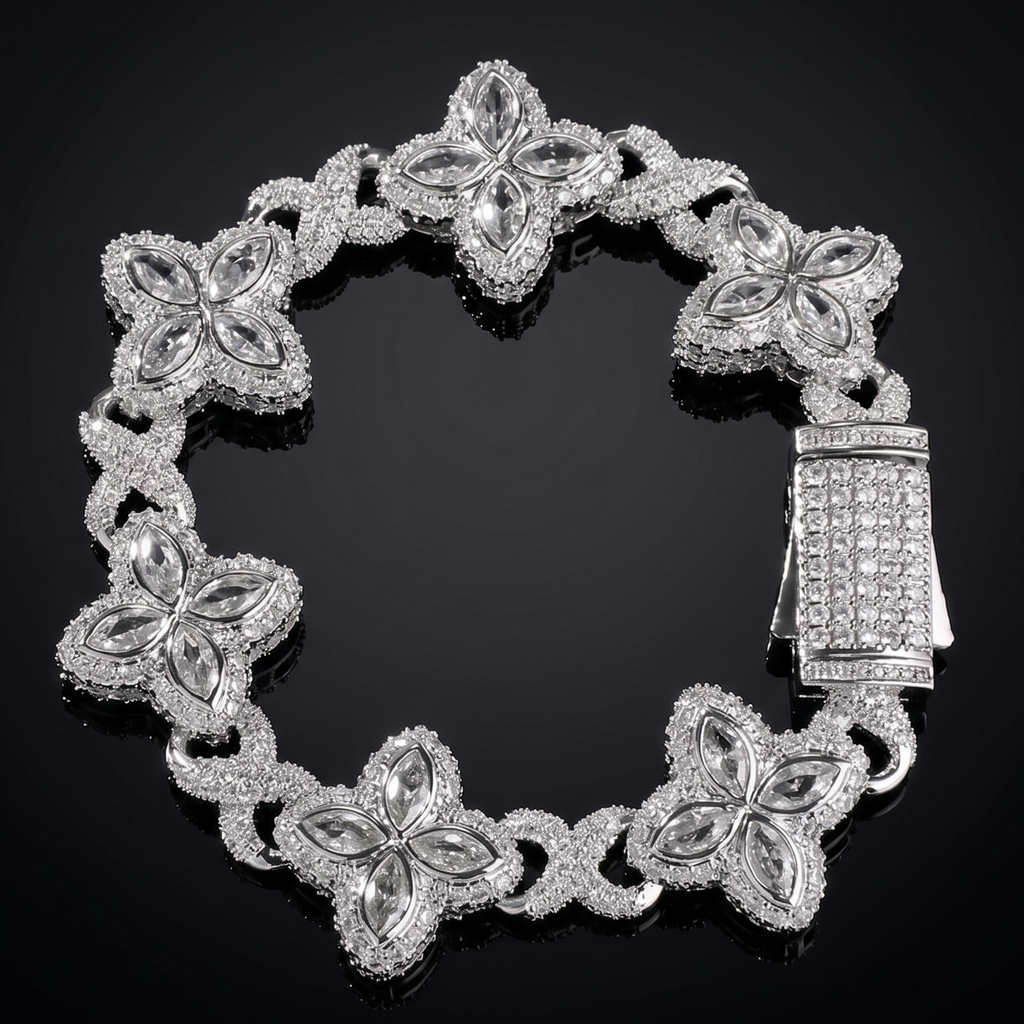 【Ice137】Velour Flower Link Bracelet