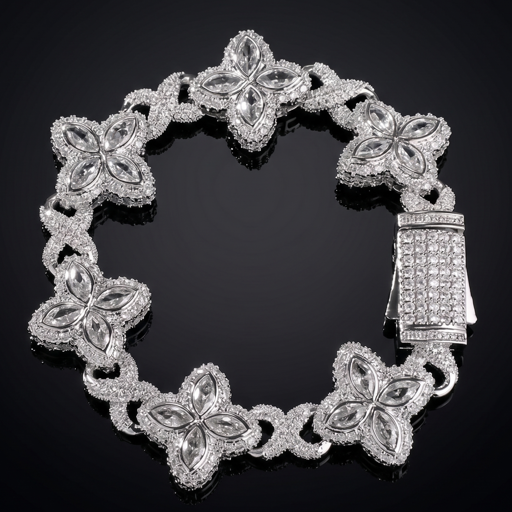 【Ice137】Velour Flower Link Bracelet