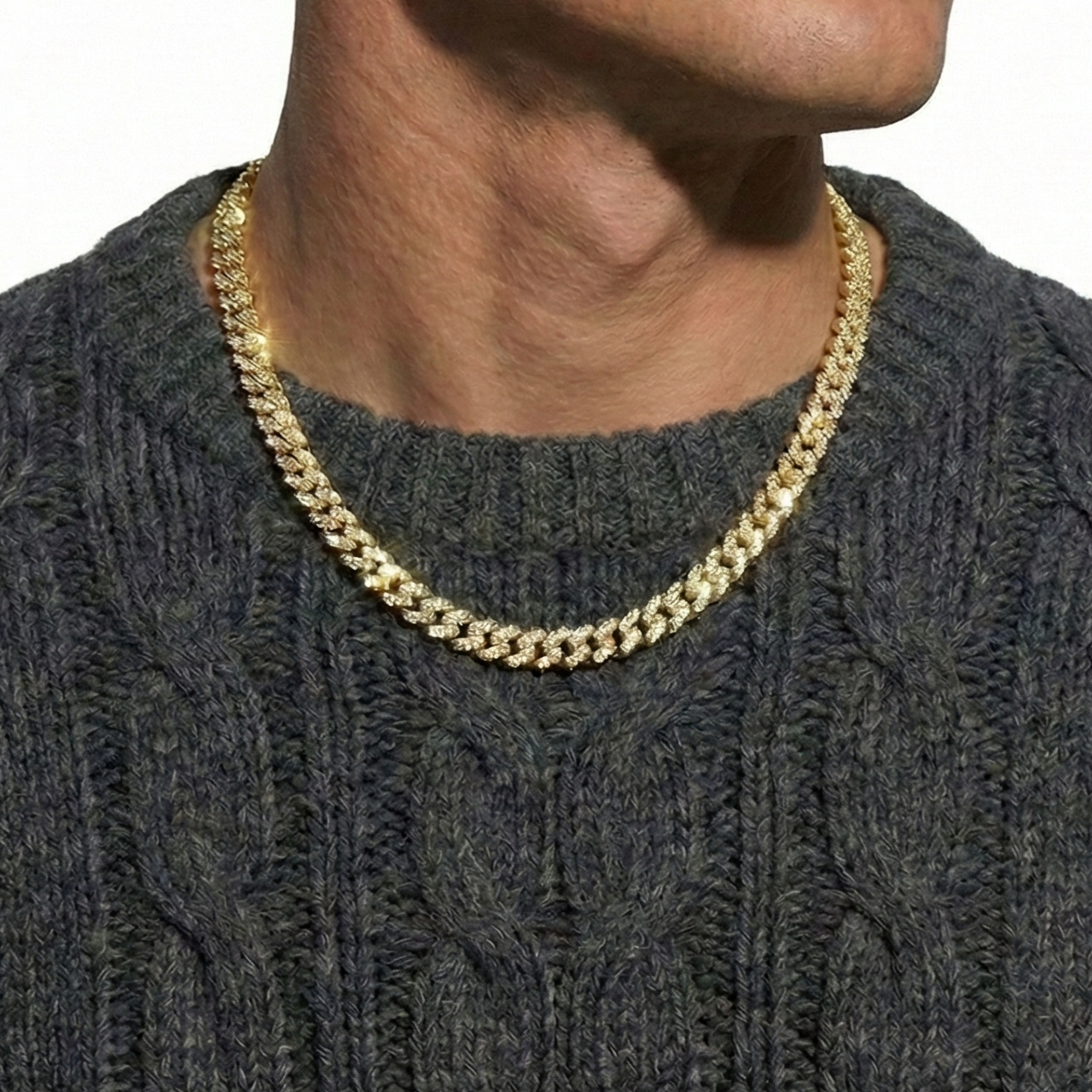 【Ice98】Iced Out Prong Chain Necklace
