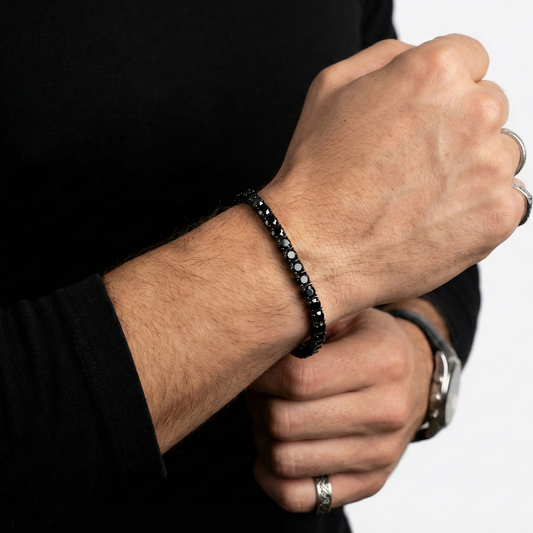 【Ice129】Black Moissanite Tennis Chain Bracelet
