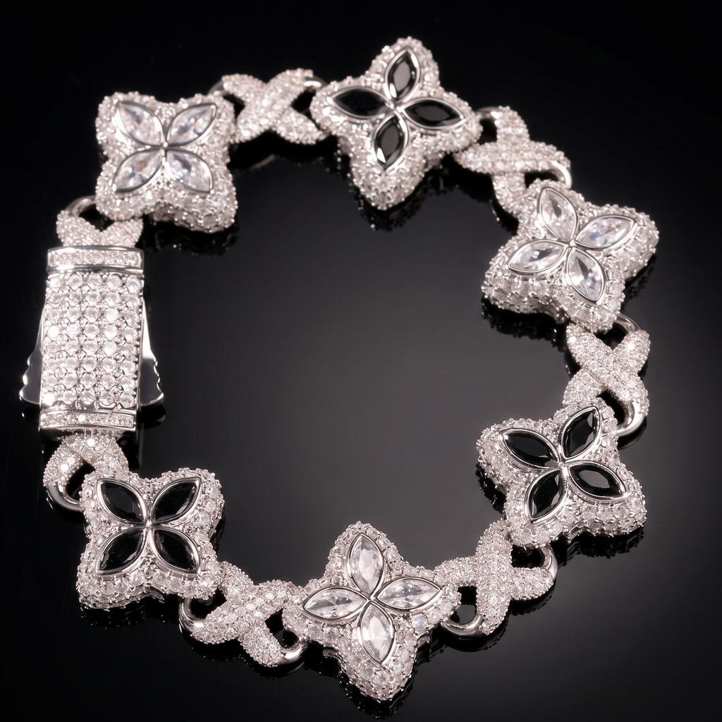 【Ice137】Velour Flower Link Bracelet
