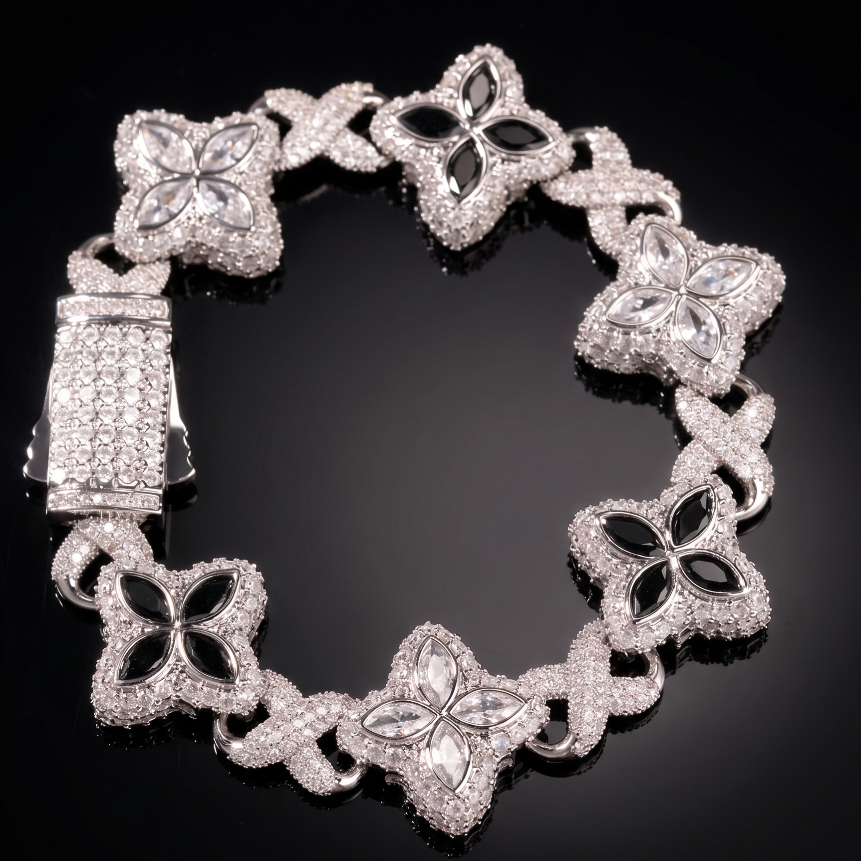 【Ice137】Velour Flower Link Bracelet