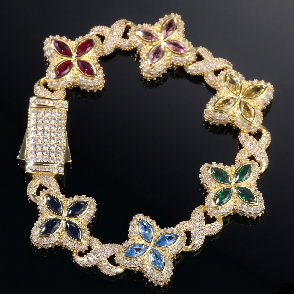 【Ice137】Velour Flower Link Bracelet