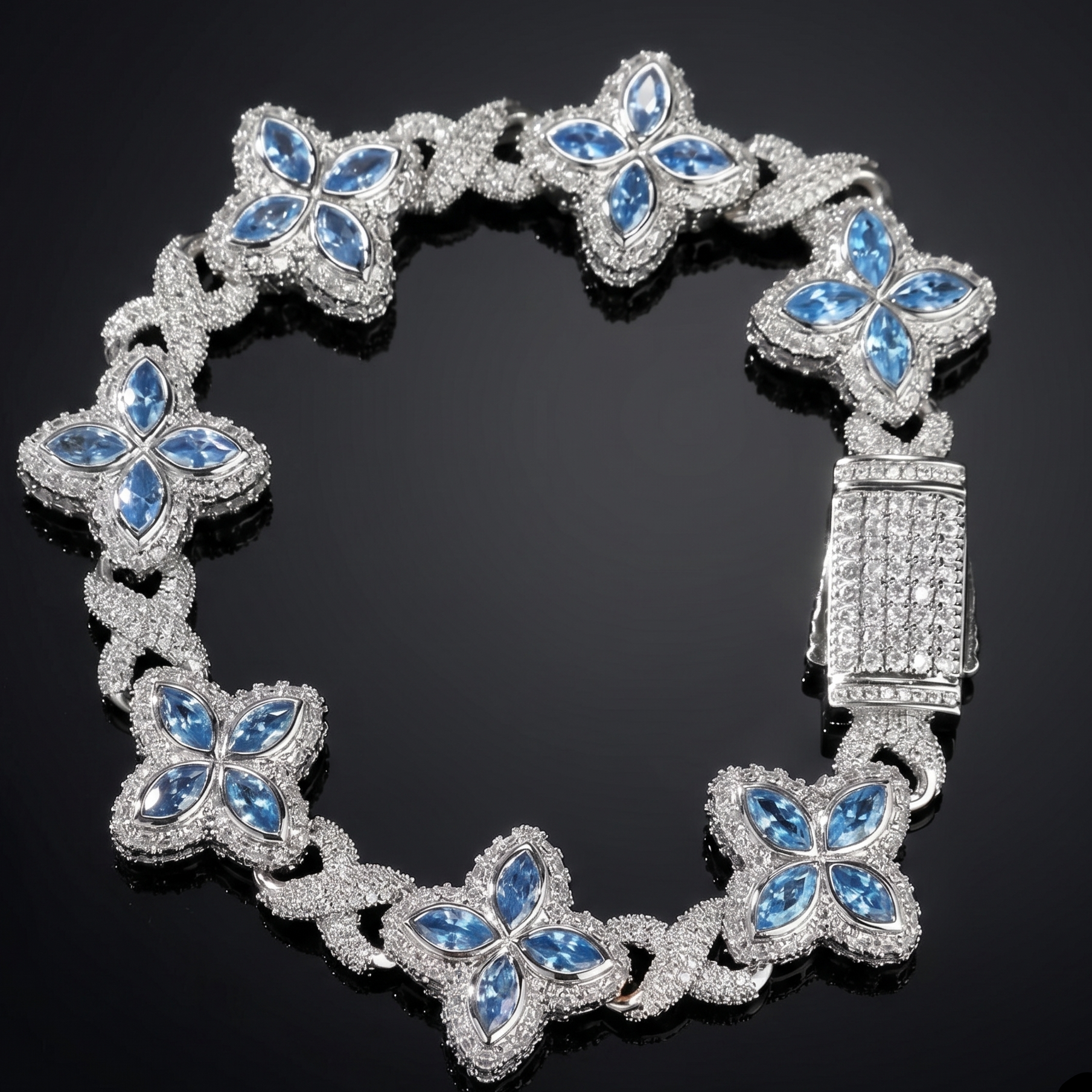 【Ice137】Velour Flower Link Bracelet