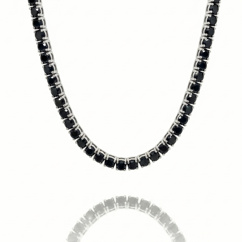 【Ice130】Black Moissanite Tennis Chain Necklace
